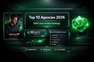 Best link building agencies 2026 dashboard showing data verified rankings and SEO metrics.