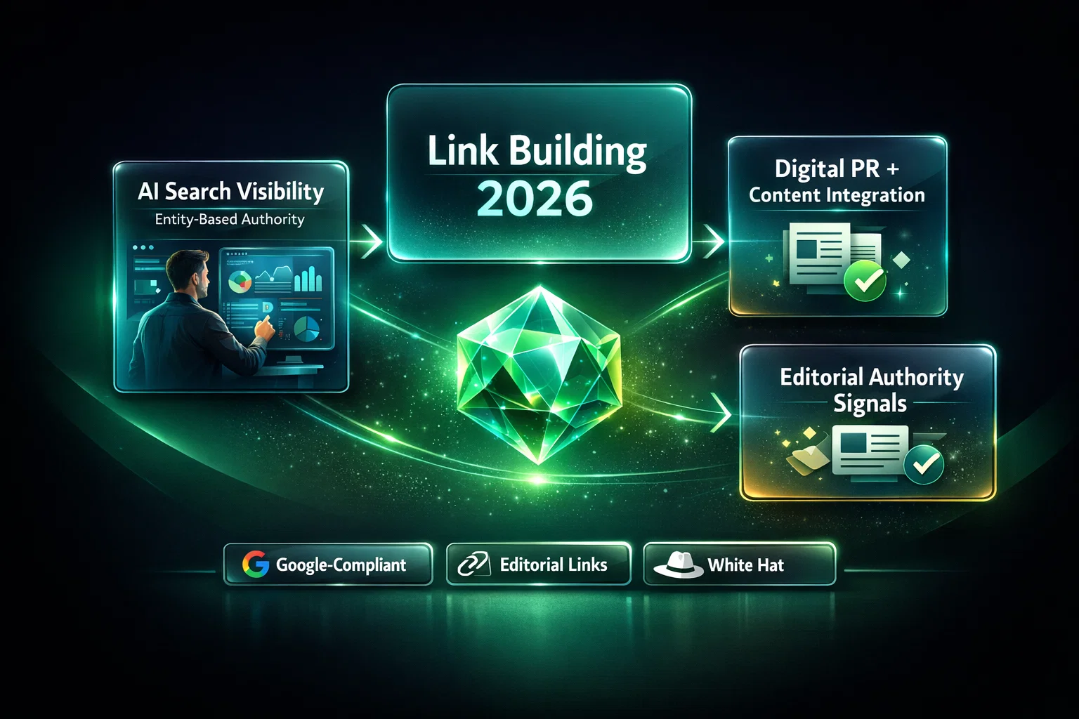 Link building trends 2026 infographic showing AI SEO and editorial authority signals. Link building trends 2026 infographic showing AI SEO and editorial authority signals.