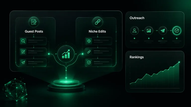 Comparison dashboard showing guest posting and niche edits supporting SEO growth.
