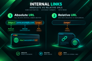 Absolute vs relative URLs for internal links comparison illustration