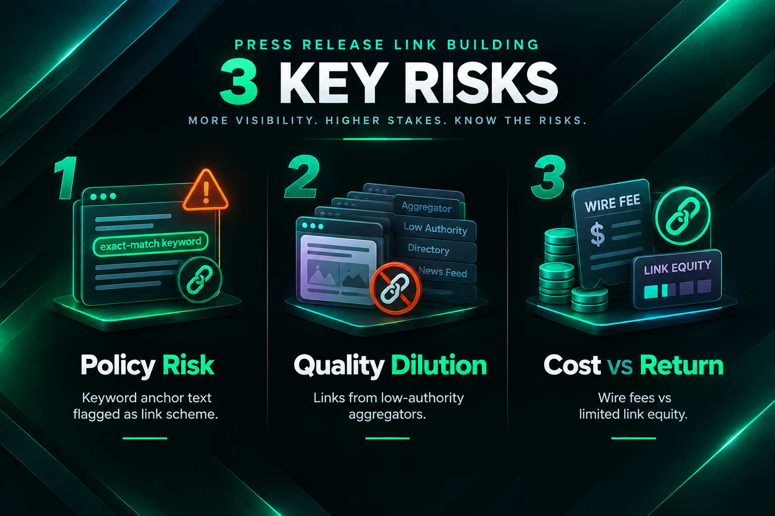 Three key risks of using press releases primarily for SEO link building