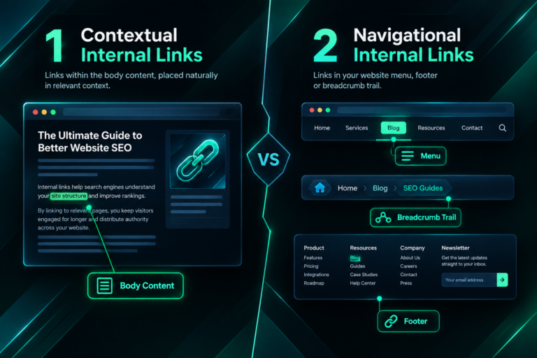 Contextual vs navigational internal links comparison illustration