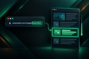 Illustration of a URL fragment link pointing to a specific section within a webpage