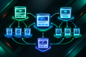 Website internal link architecture diagram showing page connections and link equity flow