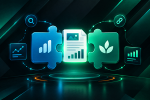 Two complementary businesses collaborating on a co-marketing content asset to earn backlinks