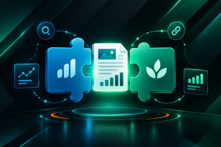 Two complementary businesses collaborating on a co-marketing content asset to earn backlinks
