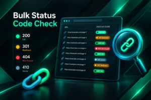 Bulk backlink status code audit dashboard showing HTTP response codes for referring pages