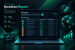 Illustration of Ahrefs Site Explorer backlink report export interface