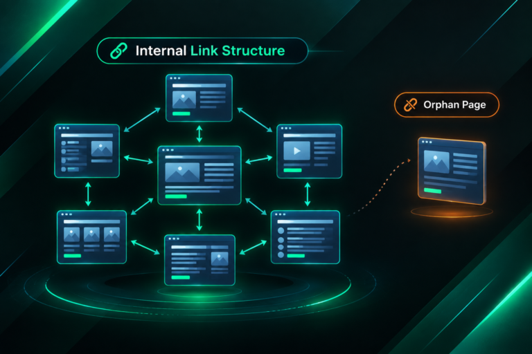 Website architecture diagram showing an orphan page disconnected from the internal link structure