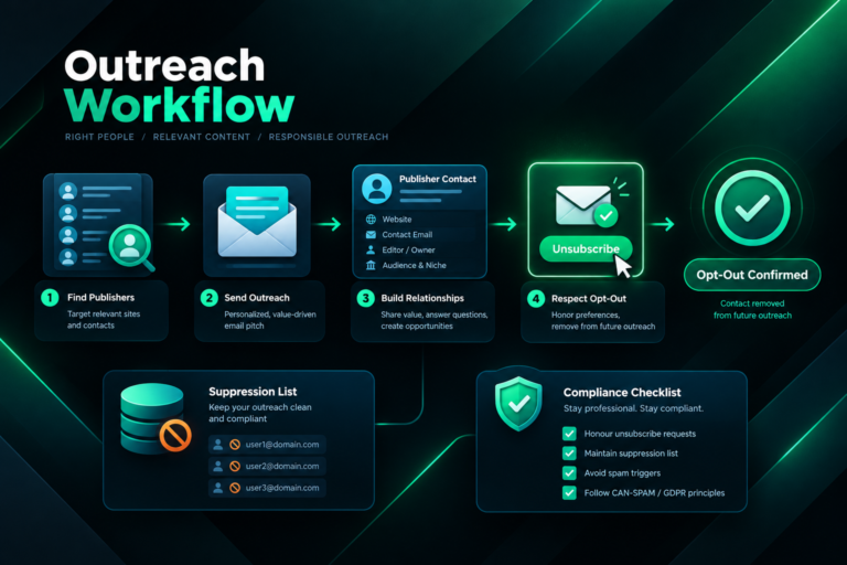 Publisher unsubscribe request management workflow in link building outreach