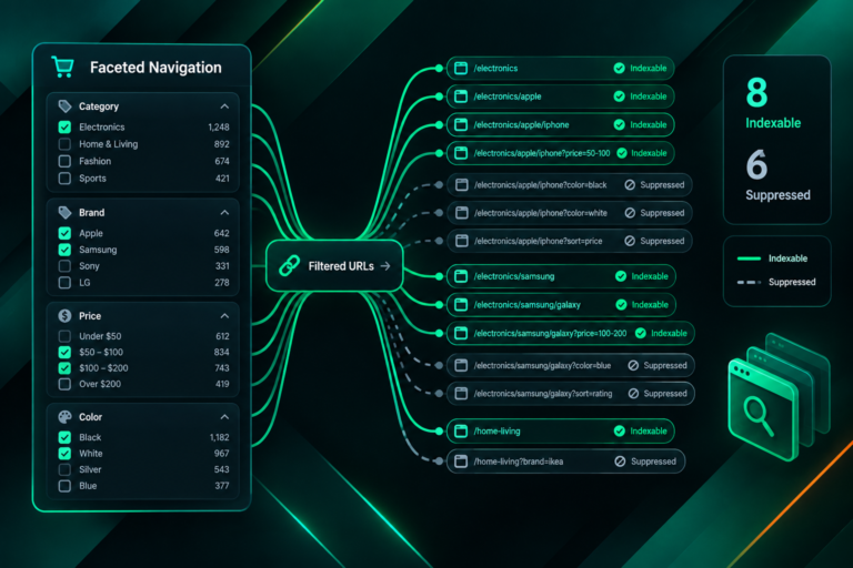 Faceted navigation generating multiple filtered URLs with some suppressed and some indexed for SEO