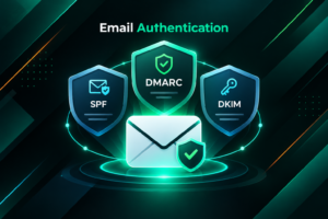 SPF, DKIM, and DMARC authentication layers protecting outreach email deliverability