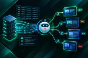 Server log analysis showing Googlebot crawl paths to linked target pages