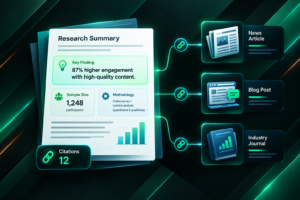 Citation-ready research summary attracting editorial backlinks from multiple publishers