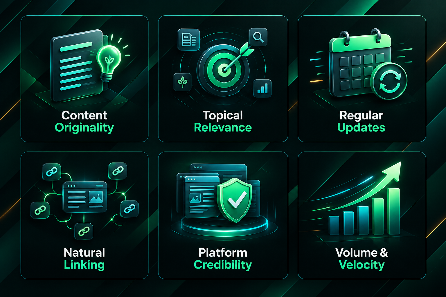 Six quality signals that affect web 2.0 backlink value including content originality and topical
