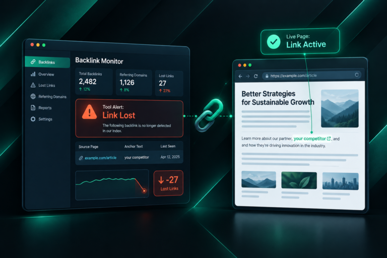 Backlink tool showing lost link alert while the link remains live on the publisher page