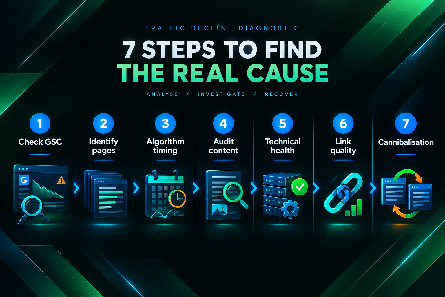 Seven-step diagnostic process for identifying why organic traffic is declining